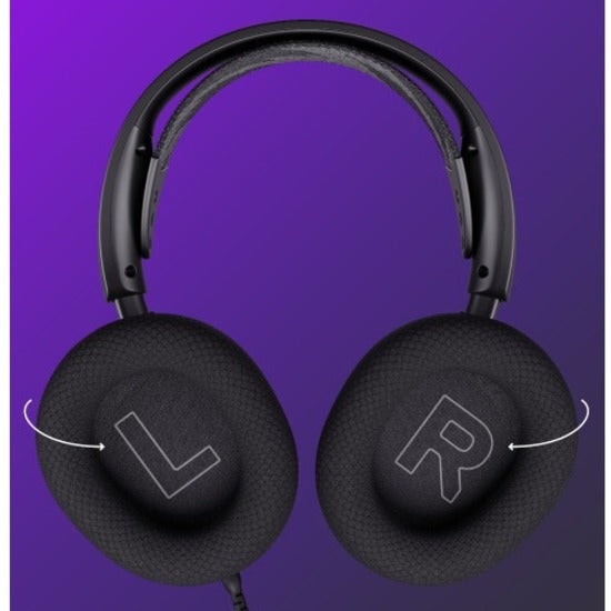 Top view of Arctis Nova 1 showing L and R channel markings on earcups-alternate-image7