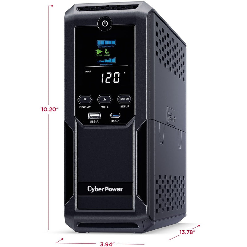 Dimensional view of CyberPower CP1500AVRLCD3 showing exact measurements