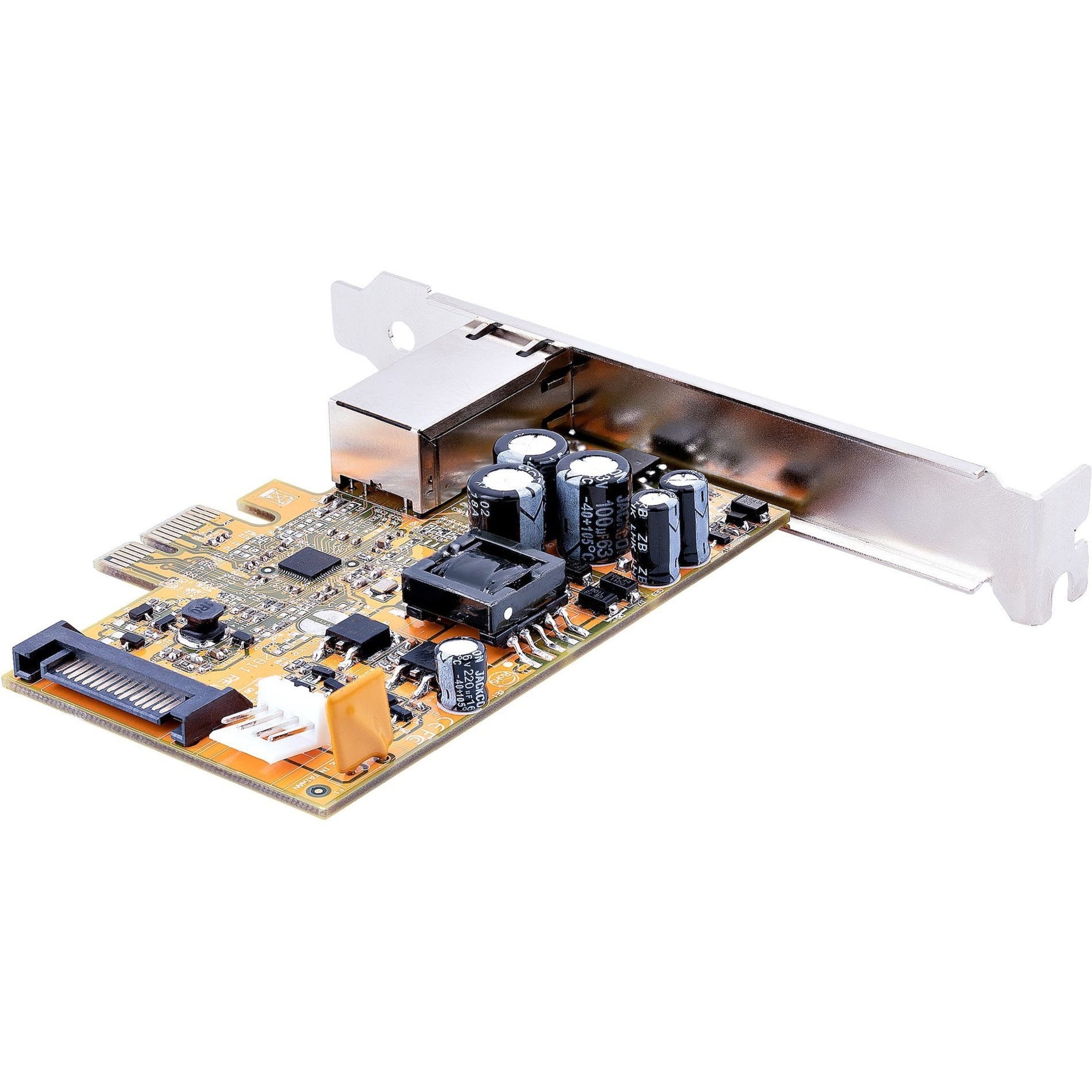 Angled view of ST1000PEXPSE network card highlighting power delivery components-alternate-image2