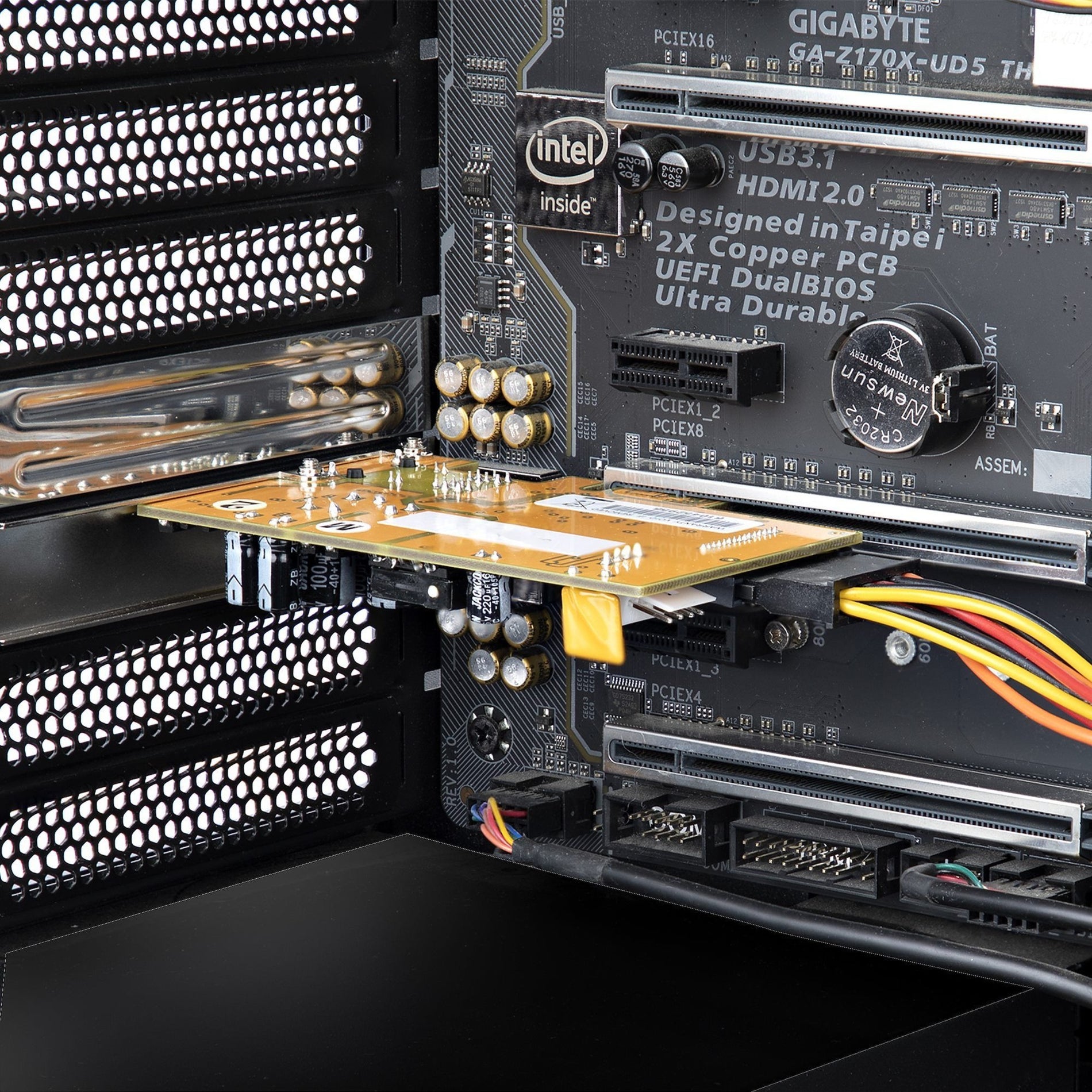 Installation view of ST1000PEXPSE in PCIe slot on motherboard-alternate-image6