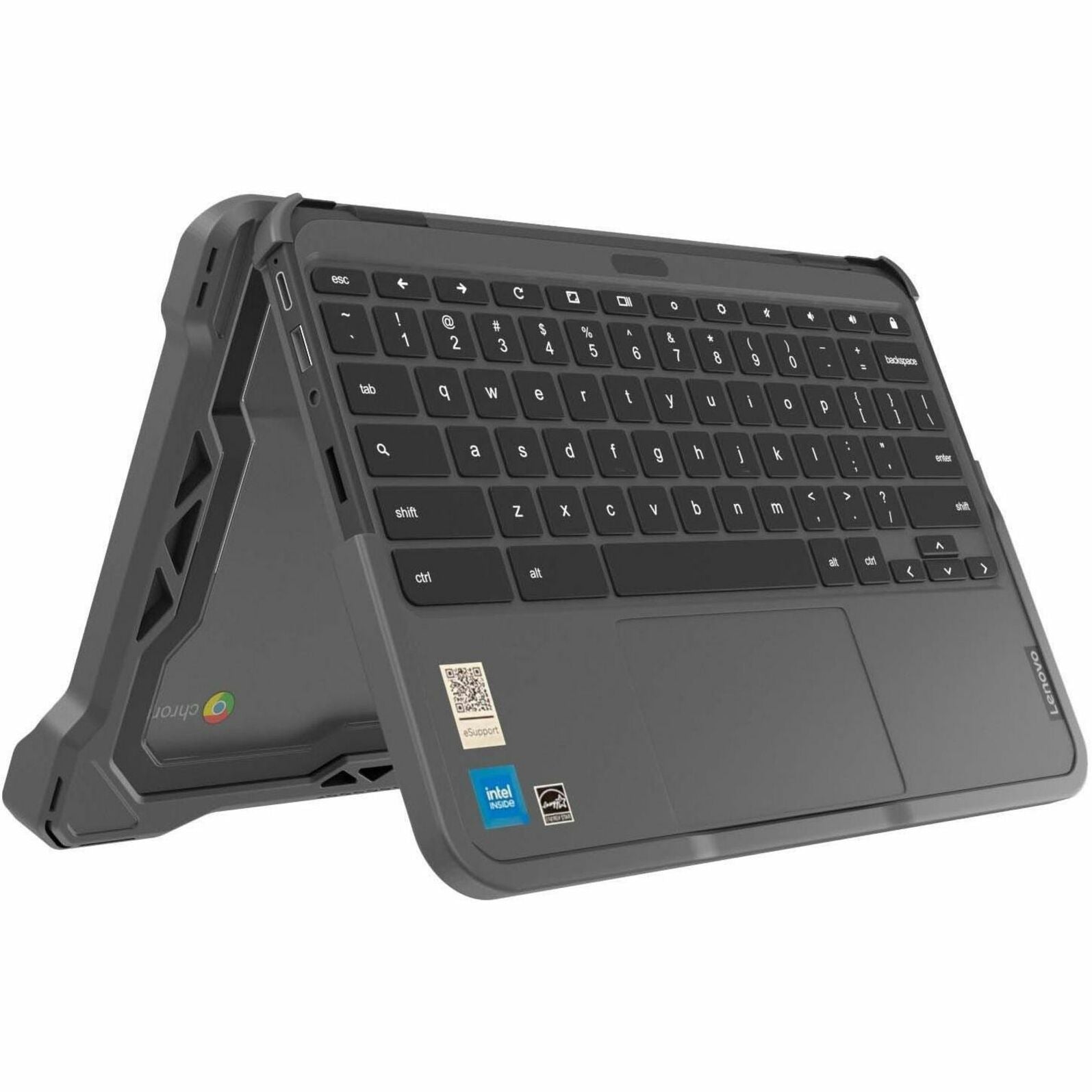 Side view of Dell Chromebook case showing keyboard and protective bumper design-alternate-image2