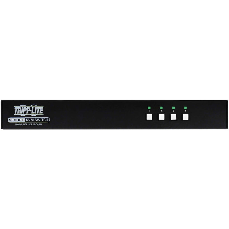 Close-up front view of Tripp Lite Secure KVM Switch control panel with port selection buttons