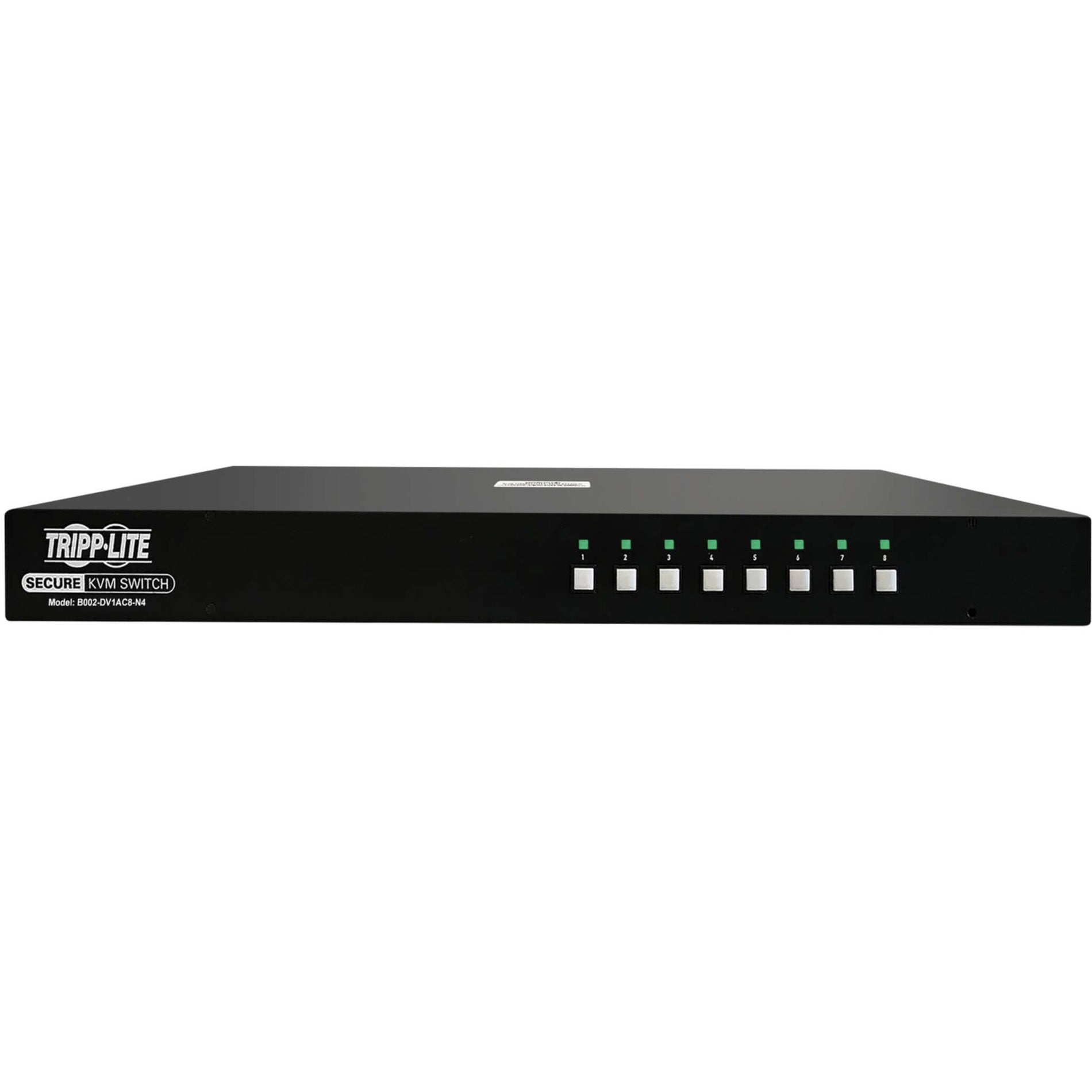 Direct front view of Tripp Lite 8-port KVM switch showing control buttons and LED indicators-alternate-image2