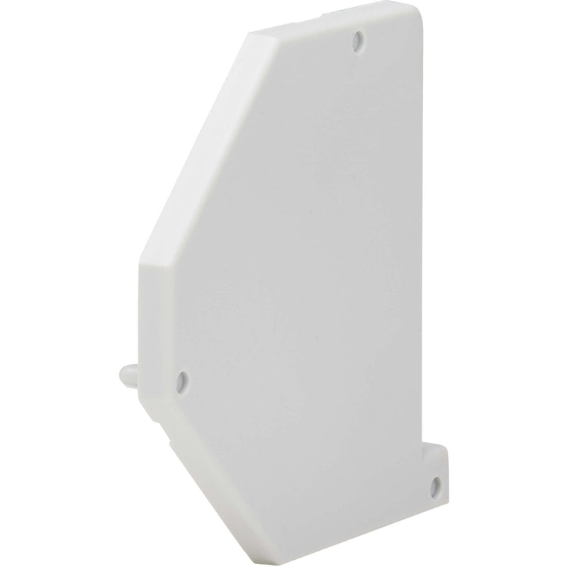 Front view of white polycarbonate right cover panel for DIN-rail network enclosure