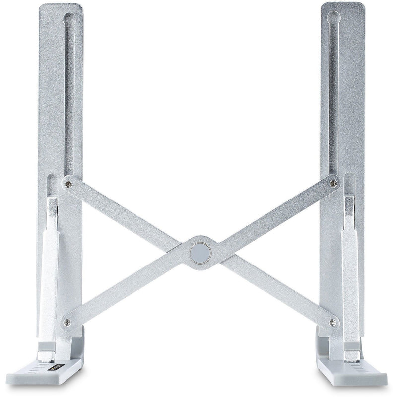 Close-up view of laptop stand's aluminum construction and joint mechanism