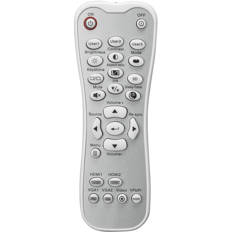 Detailed view of the Optoma 4K400STx remote control showing all buttons and functions