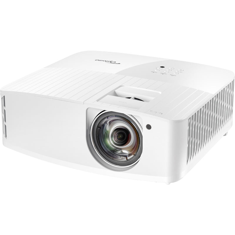 Side angle view of the Optoma 4K400STx showing compact design