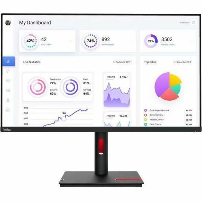 Lenovo 63D2GAR1US ThinkVision T32p-30 Breitbild-LED-Monitor 32" 4K UHD 350 Nit Helligkeit 100% sRGB 95% DCI-P3 107 Milliarden Farben Webcam USB-C HDMI DisplayPort TCO-zertifiziert 3 Jahre Garantie