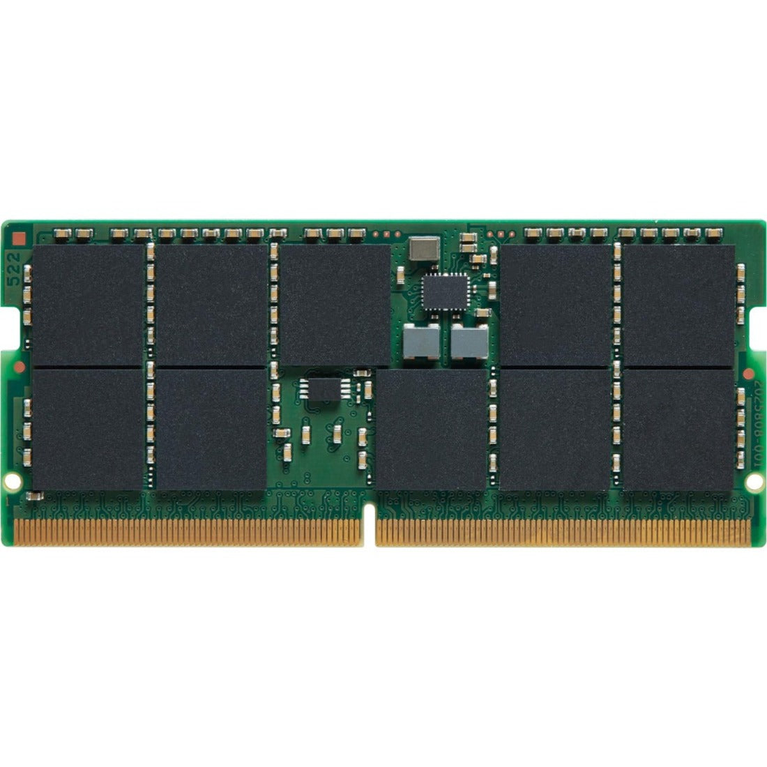 Kingston 32GB DDR5 SDRAM memory module showing black memory chips mounted on a green PCB with gold-plated 262-pin connector-alternate-image1