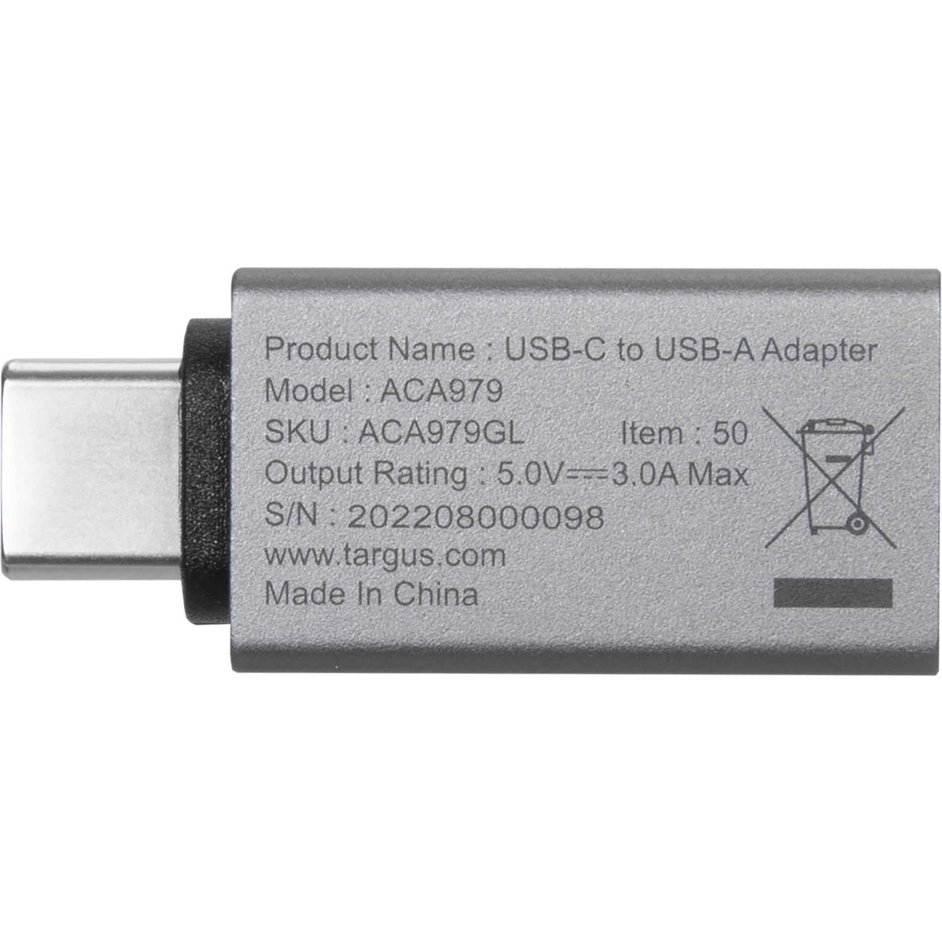 Targus ACA979GL Adaptateur de transfert de données USB/USB-C - Gris Lot de 2