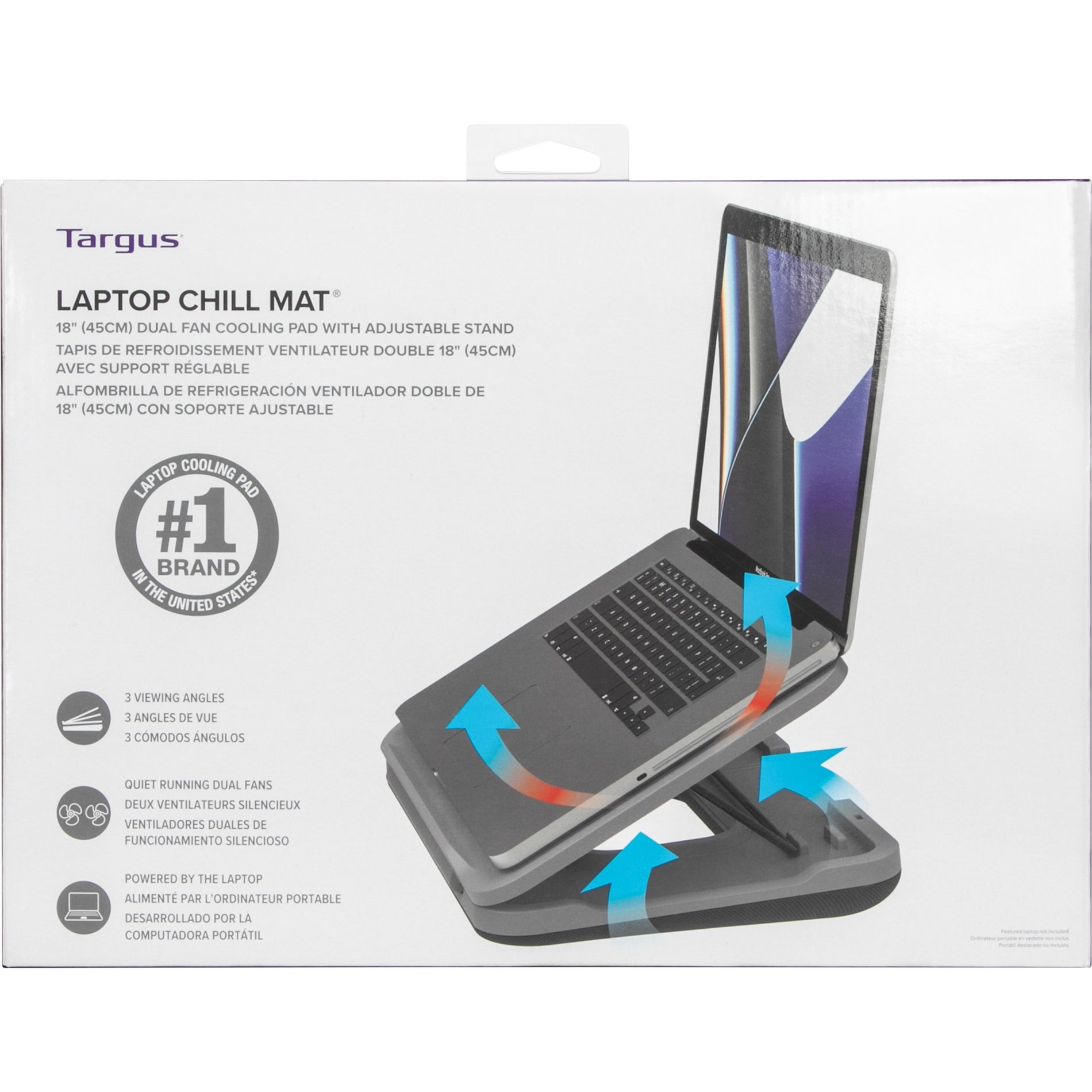 Targus AWE90GL 18 "Dual Fan Chill Mat with Adjustable Stand Mantieni il tuo laptop fresco e comodo