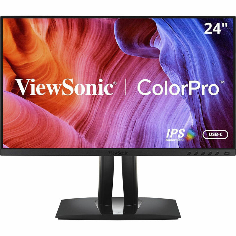 Front view of ViewSonic VP2456 monitor displaying colorful gradient background