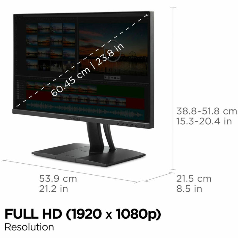 ViewSonic VP2456 with dimension specifications