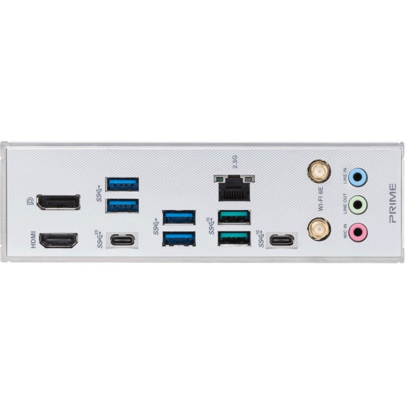 Close-up of ASUS Prime Z790-A WiFi motherboard rear I/O panel showing all available ports