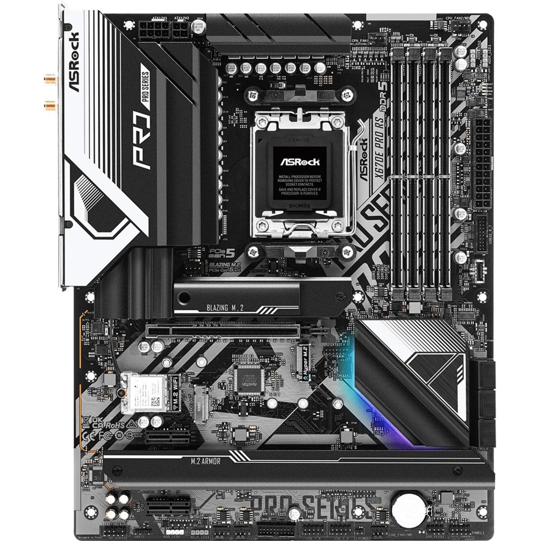 ASRock X670E Pro RS X670E PRO RS Gaming Desktop Motherboard AMD Ryzen 7 DDR5 SDRAM ATX Form Factor