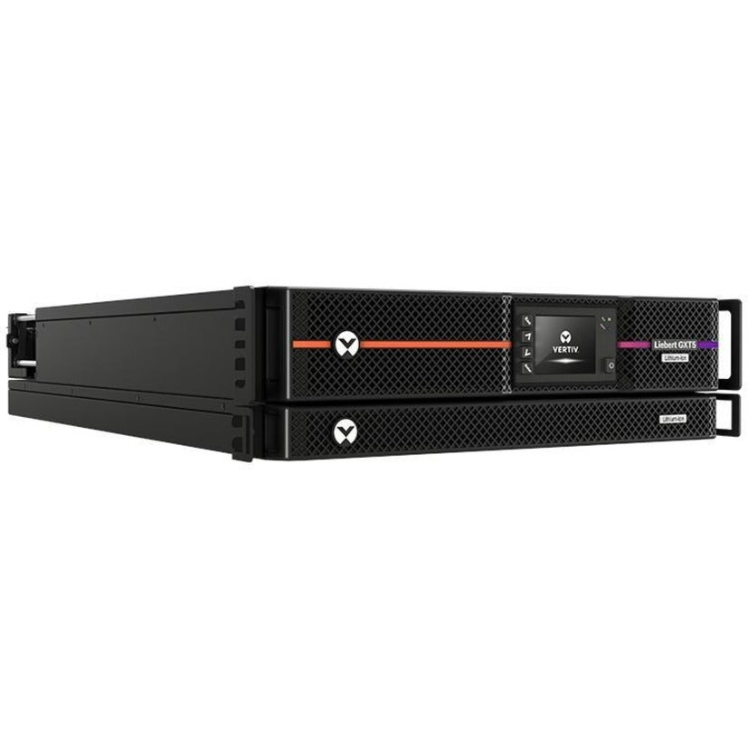 Front view of Liebert GXT5LI 6000VA UPS system showing LCD display and rack-mount design-alternate-image1