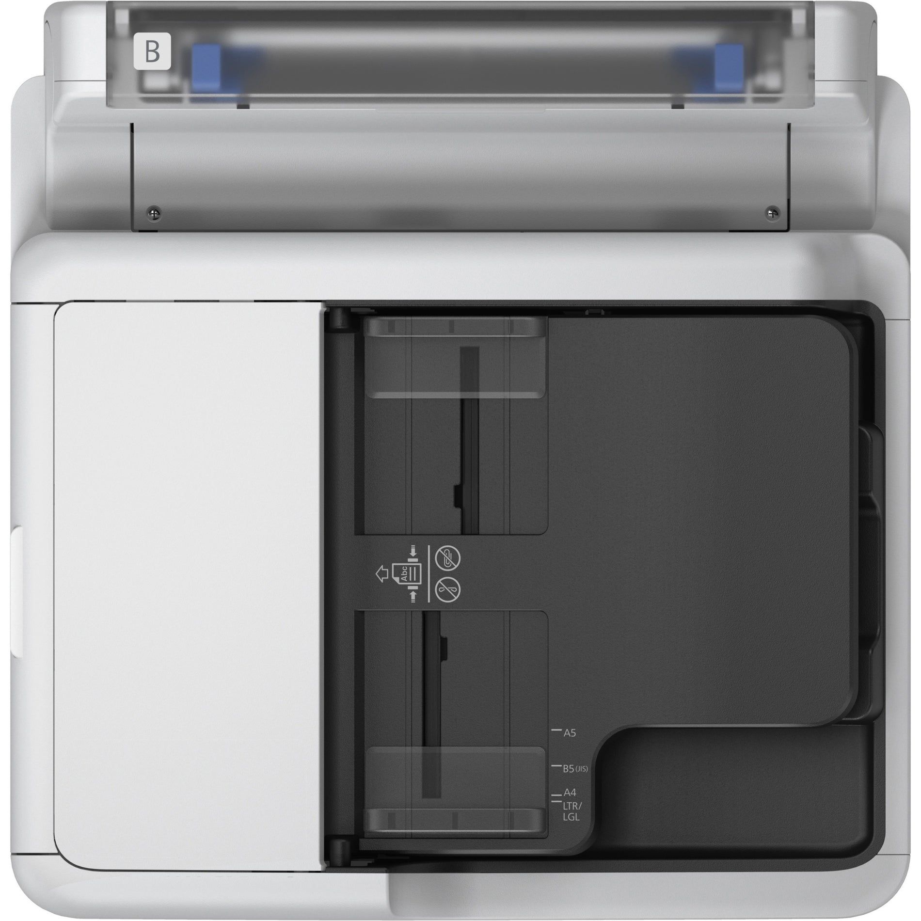 Top-down view of Epson WF-C5890 printer showing paper path and guides-alternate-image4