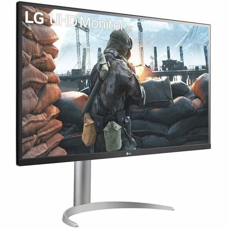 Side profile of LG monitor highlighting adjustable stand features