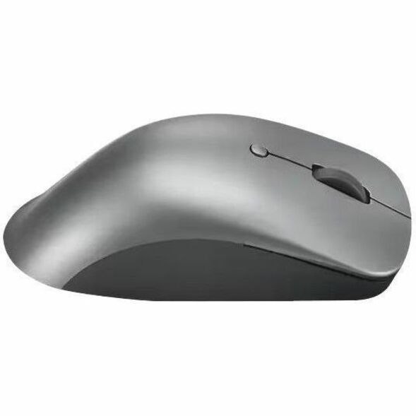 Angular view of Lenovo Professional Bluetooth Mouse emphasizing its ergonomic design and button placement