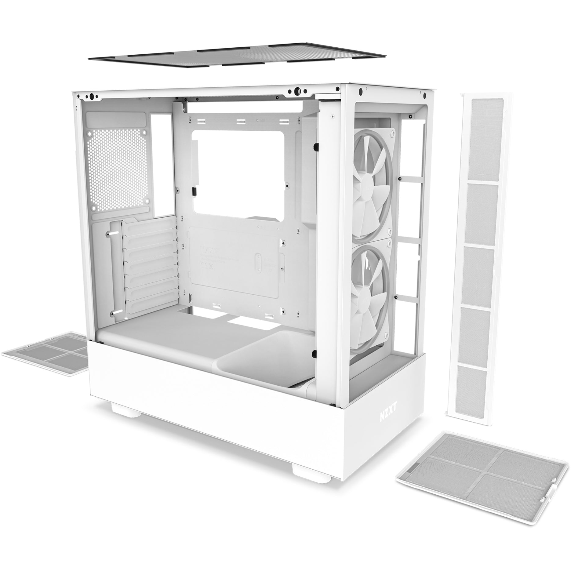 NZXT CC-H51EW-01 H5 Élite Boîtier Compact au Sol Moyen Prémium Blanc Verre Trempé 2x Baies 25" 1x Baie 35" 7 Emplacements d'Expansion 2 Ports USB Micro ATX/Mini ITX/ATX Compatible 3 Ventilateurs Installés