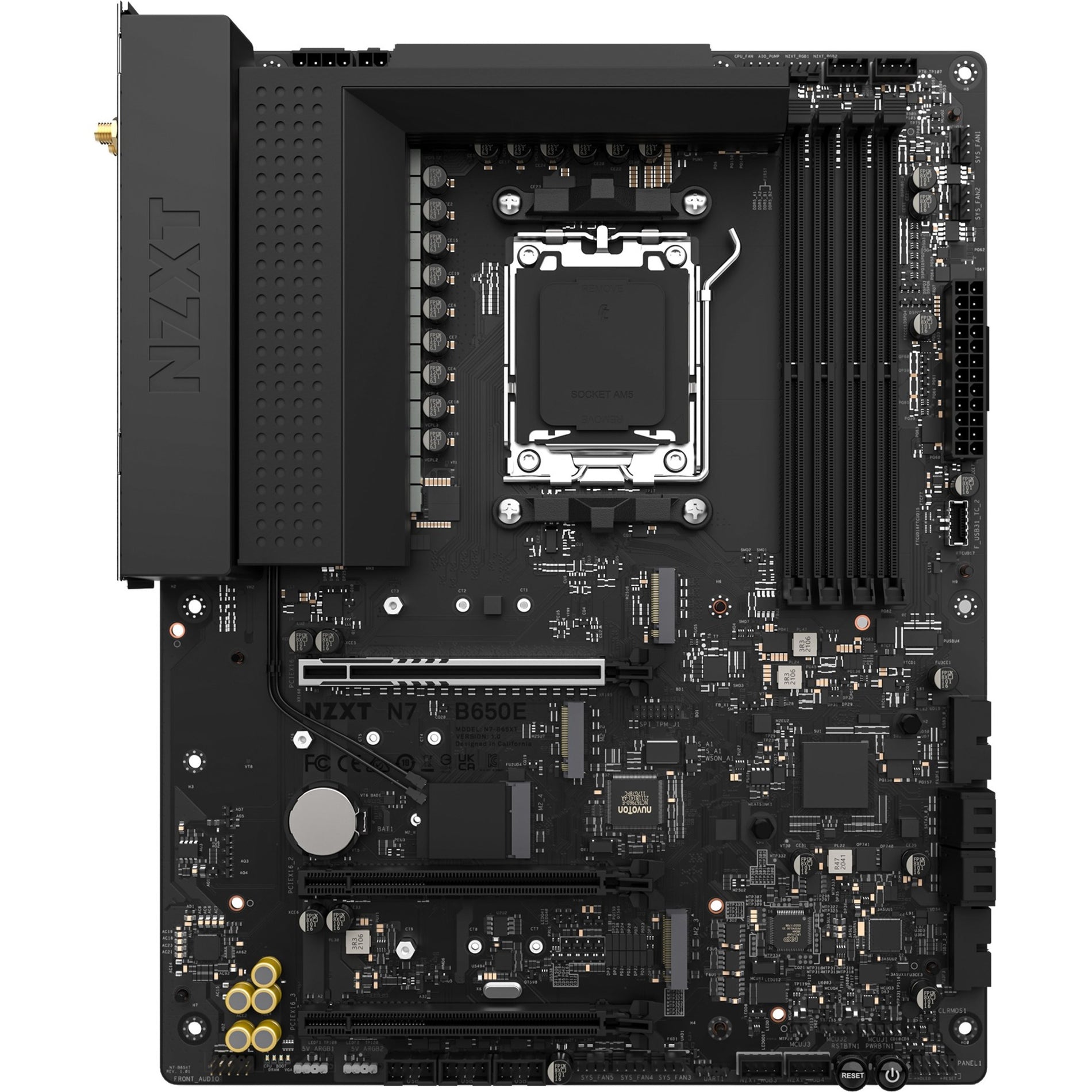 NZXT N7-B65XT-B1 Desktop Motherboard, AMD B650 Chipset with Wi-Fi and Black Cover