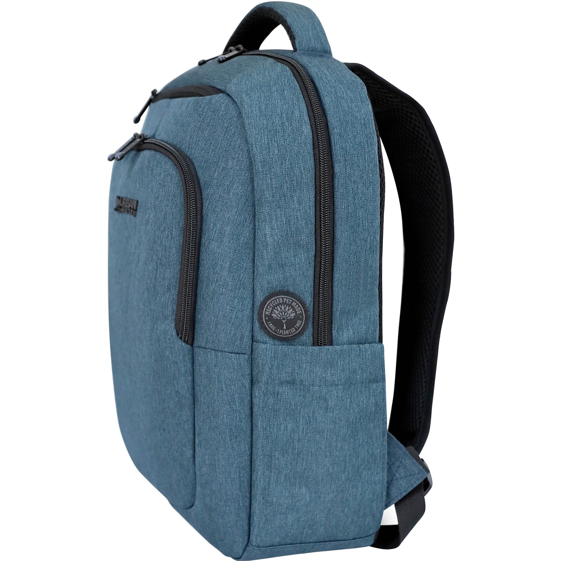 Side profile view of Urban Factory backpack showing slim design and ergonomic shoulder straps-alternate-image3