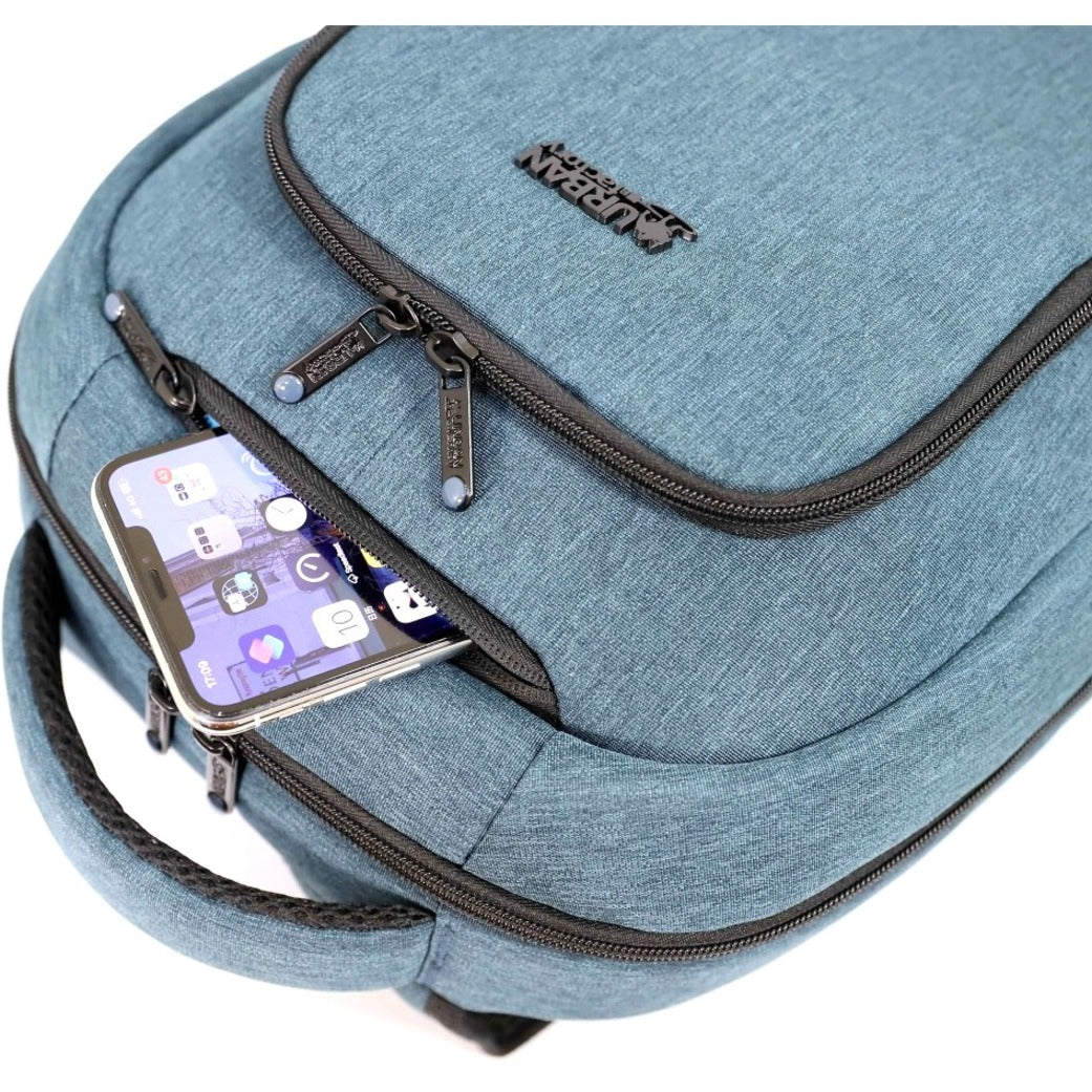 Close-up of Urban Factory backpack's quick-access phone pocket with device visible-alternate-image5