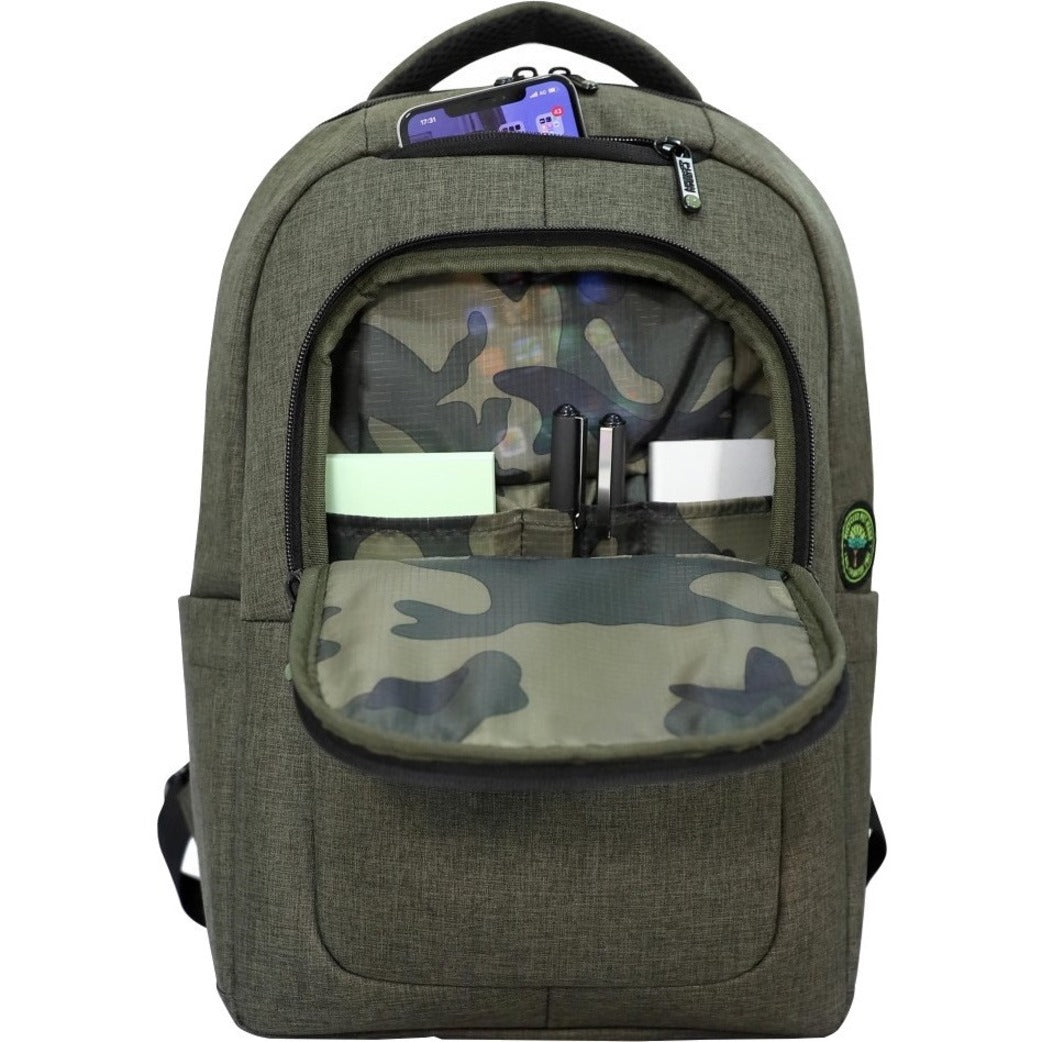 Open view of backpack showing camouflage interior with organized compartments-alternate-image5