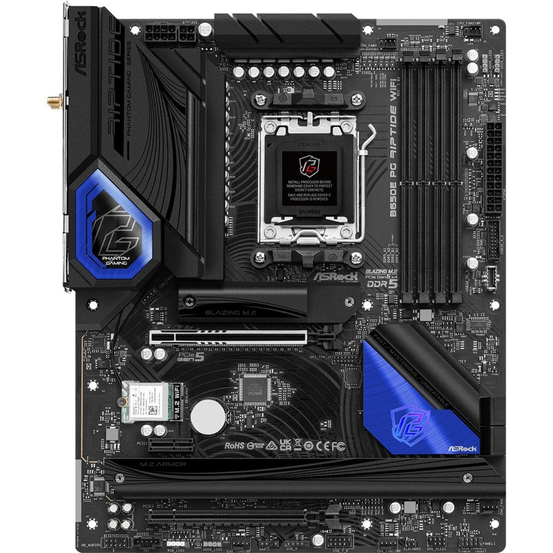 ASRock Gaming Desktop Motherboard B650E PG RIPTIDE WIFI AMD B650 AM5 MB  ASRock Gaming Desktop Moederbord B650E PG RIPTIDE WIFI AMD B650 AM5 MB