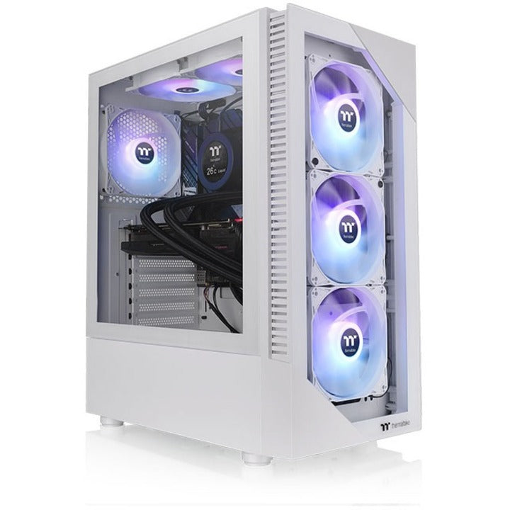 Thermaltake CA-1X3-00M6WN-00 View 200 TG ARGB Snow Mid Tower Chassis, White, 3 Year Warranty