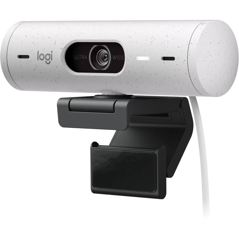 Angled view of Logitech BRIO 505 webcam highlighting lens and sensor system