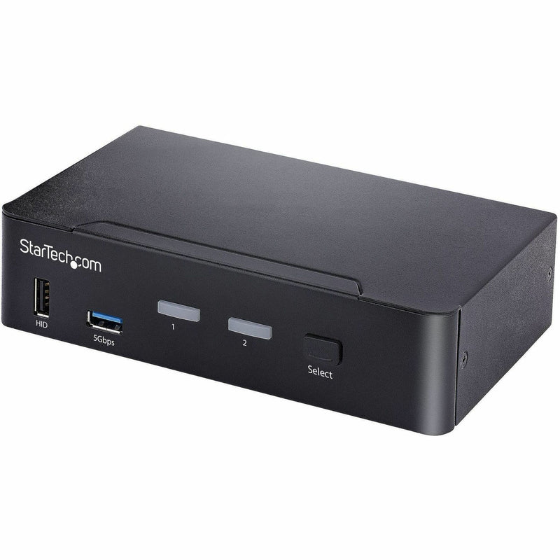 Front view of StarTech.com 2-port USB-C KVM switch showing USB ports and selection buttons