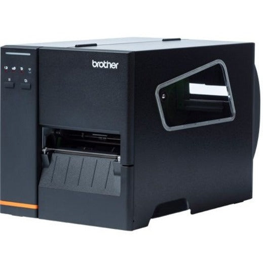 Side view of Brother TJ4120TN printer showing media access panel and viewing window-alternate-image2