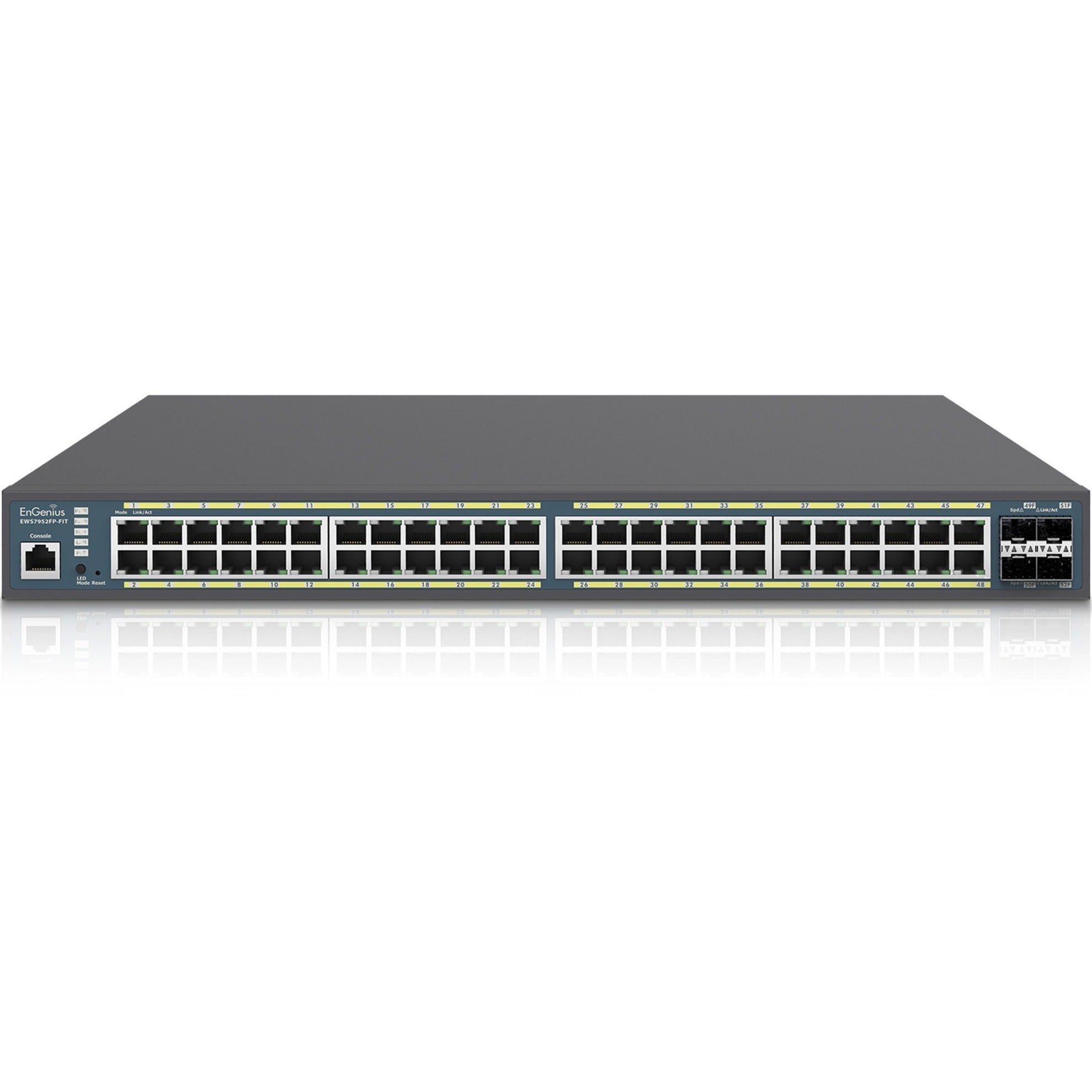 EnGenius EWS7952FP-FIT Ethernet Switch, 48 Port Gigabit PoE+ with 4 SFP Slots, 740W PoE Budget