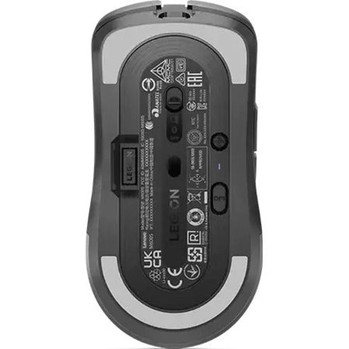 Bottom view of Lenovo Legion M600s gaming mouse showing sensor and connectivity features