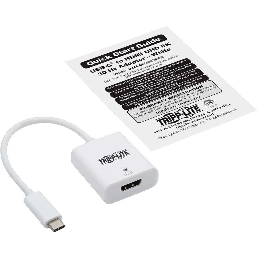 Tripp Lite U444-06N-HD8KW USB-C to HDMI Adapter (M/F) - 8K HDR 4:4:4 HDCP 2.3 White トリップライト U444-06N-HD8KW USB-C から HDMI アダプタ（メス/オス） - 8K、HDR、4:4:4、HDCP 2.3、ホワイト