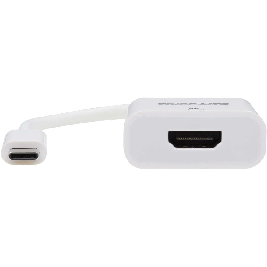 Side view of Tripp Lite USB-C to HDMI adapter showing sleek white design-alternate-image2