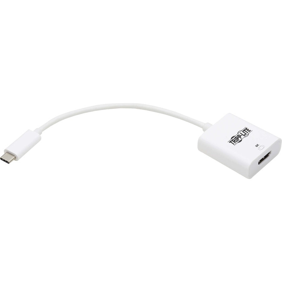 Angled perspective of the white USB-C to HDMI adapter showing both ports-alternate-image3