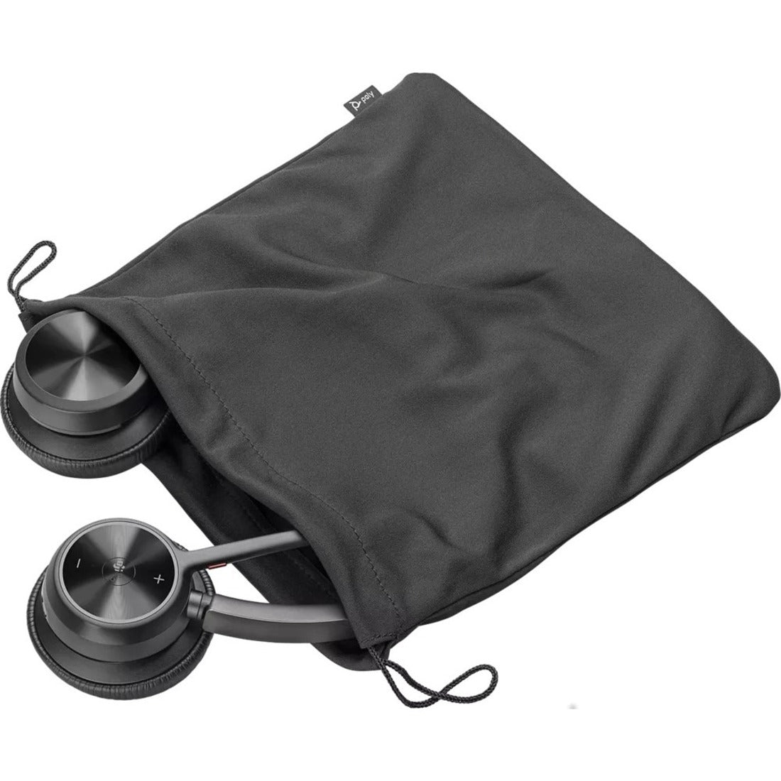 Poly Voyager 4320-M headset with protective carrying pouch showing portability features-alternate-image4