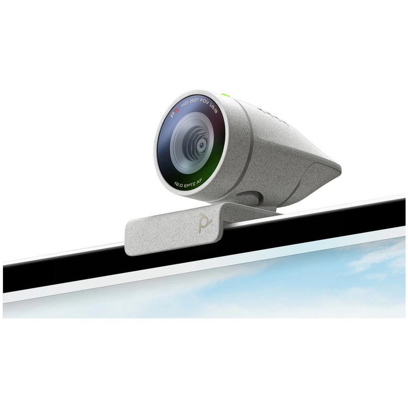 Poly Studio P5 webcam mounted on monitor showing integration design