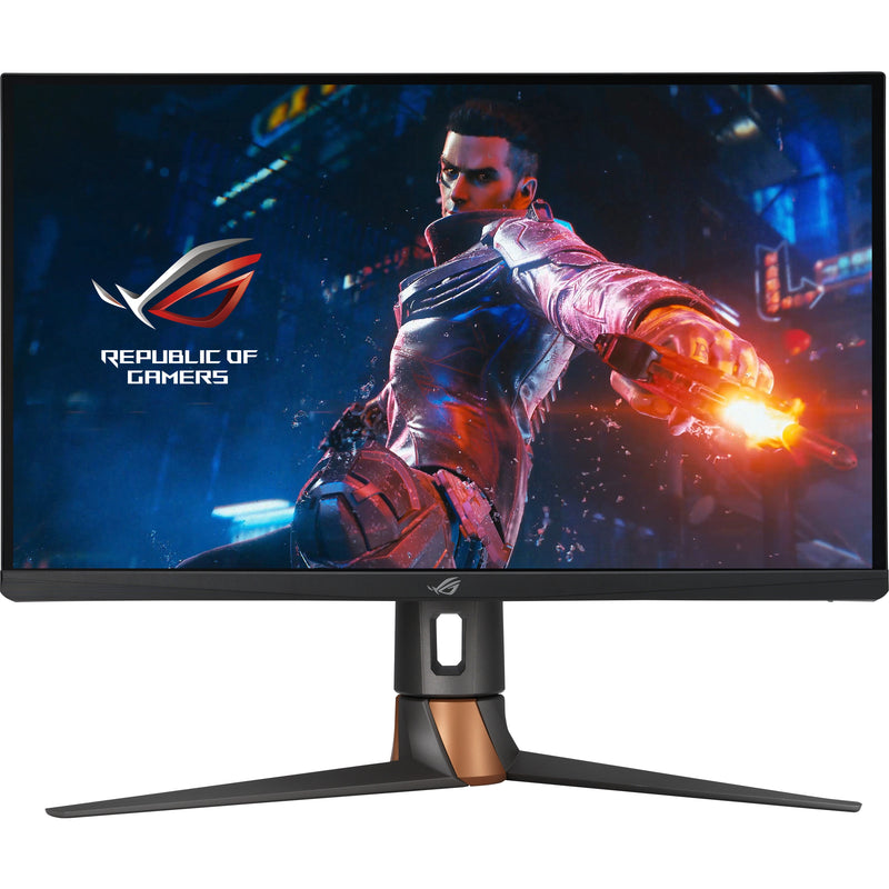 Side view of ASUS ROG Swift PG27AQN gaming monitor showing ergonomic stand design