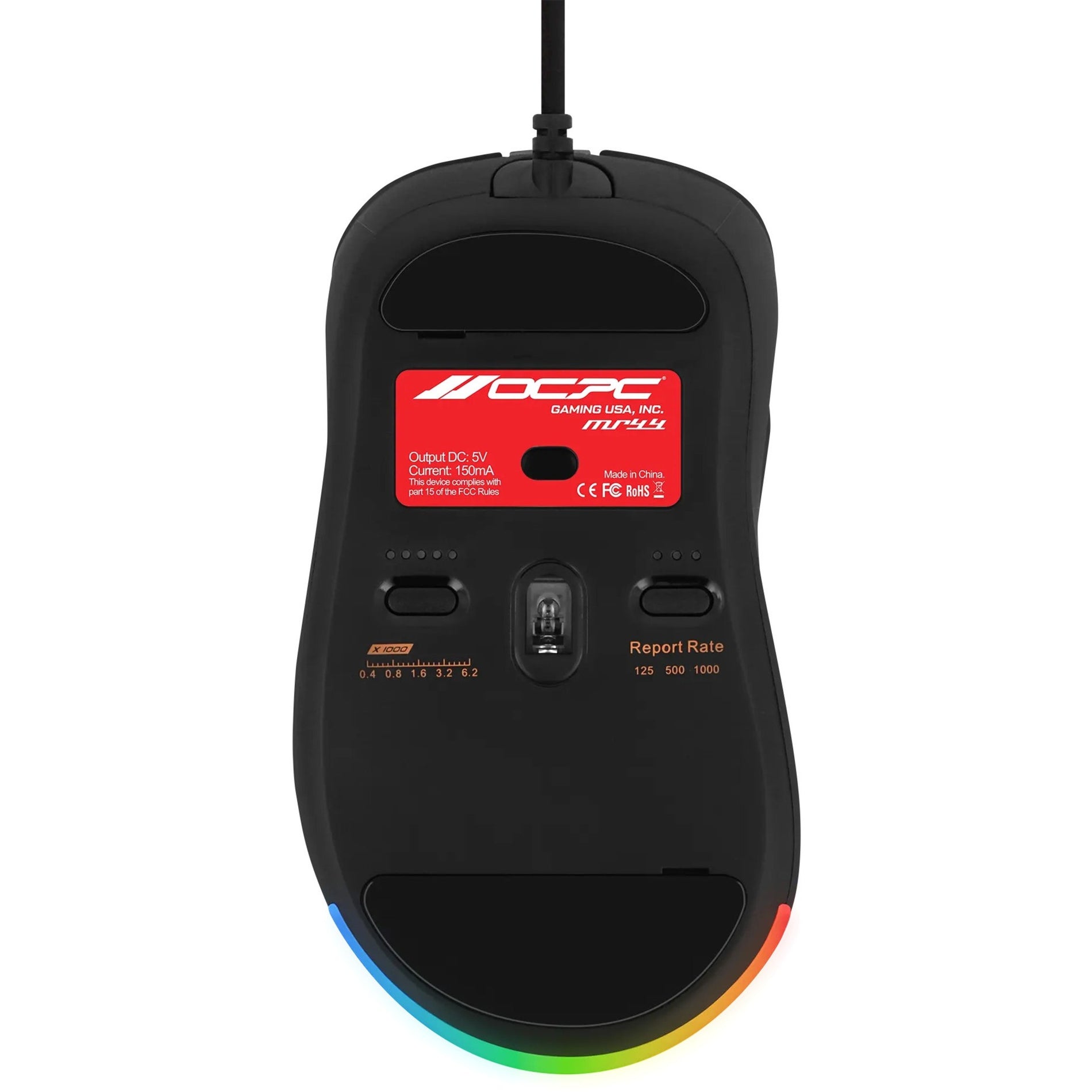 OCPC 901541 MR44 Gaming Mouse, Ergonomic Fit, 16000 dpi, USB Type A