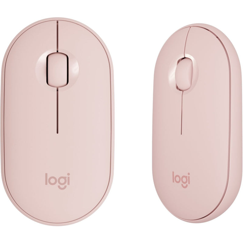 Detailed views of Logitech MK470 mouse showing symmetrical design