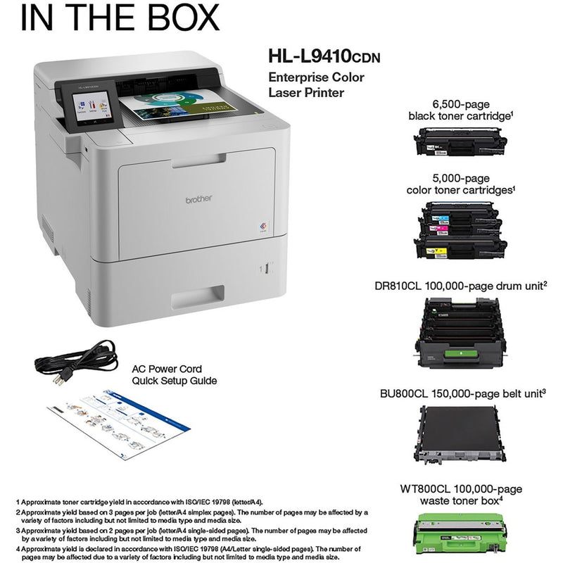 In-the-box contents display for Brother HL-L9410CDN printer