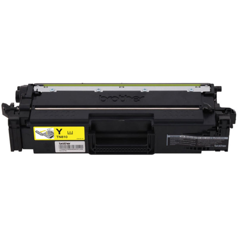 Brother TN810Y yellow toner cartridge showing durability features