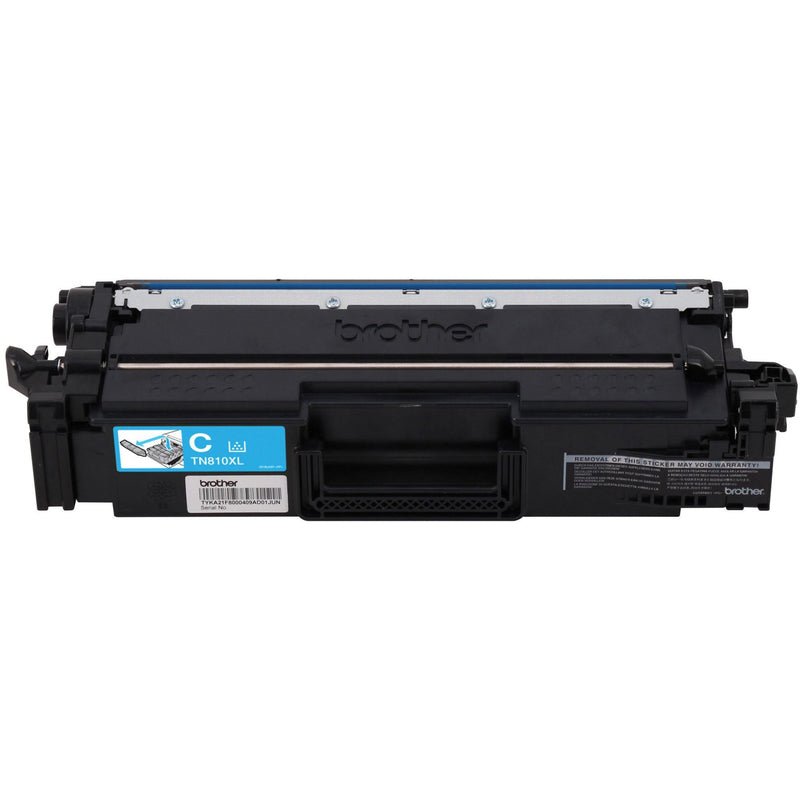 Front view of Brother TN810XLC toner cartridge showing installation features