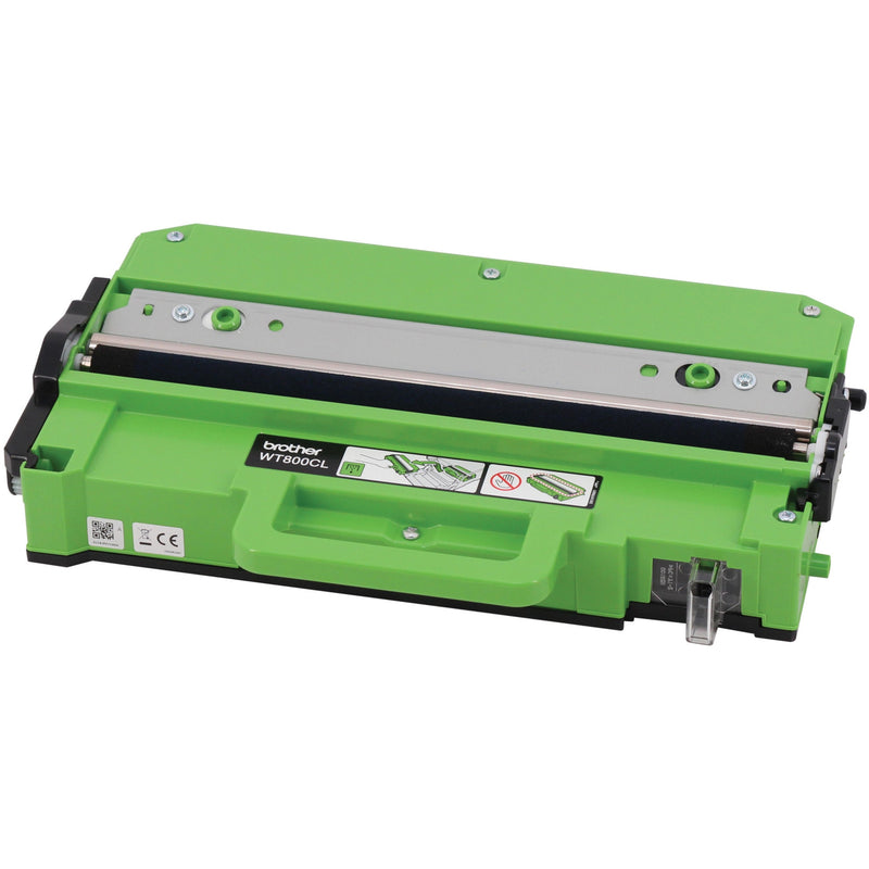 Detailed view of Brother WT800CL waste toner unit showing safety features and indicators