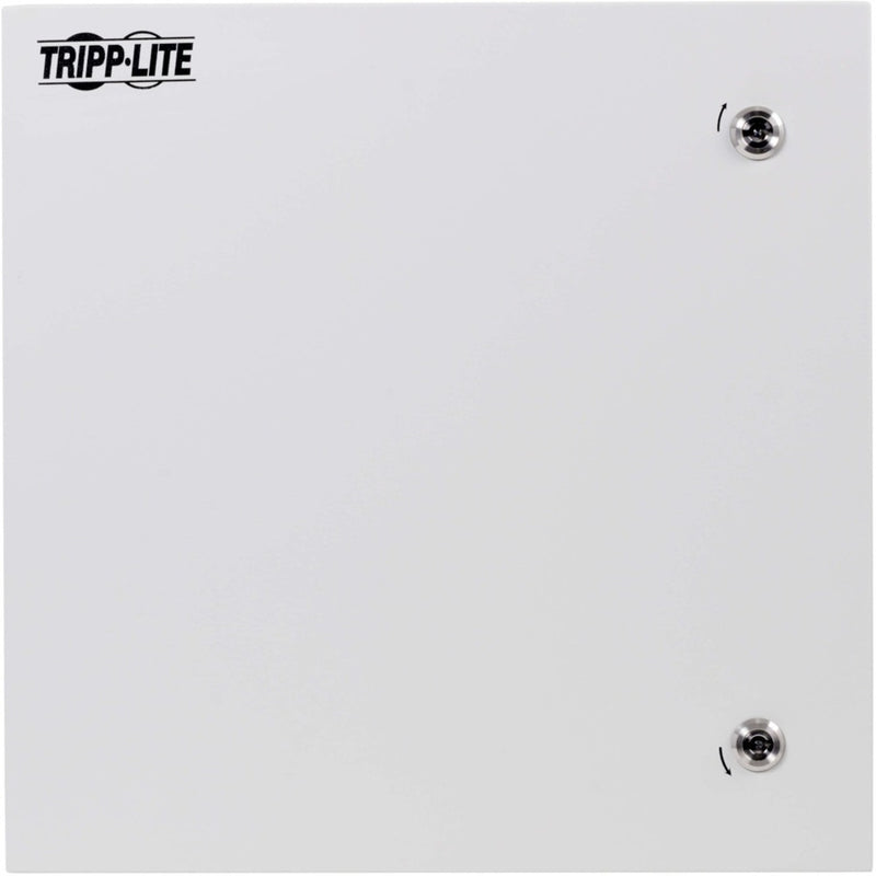 Front view of Tripp Lite NEMA 4 industrial enclosure showing clean white finish and security locks