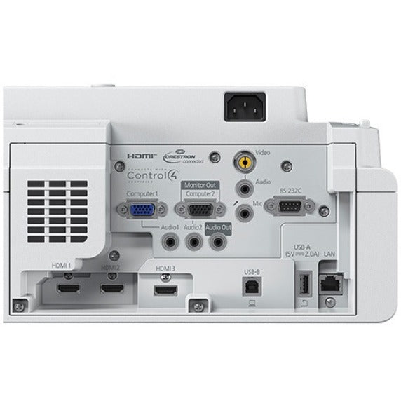 Detailed view of PowerLite 770F rear connection panel showing multiple input ports