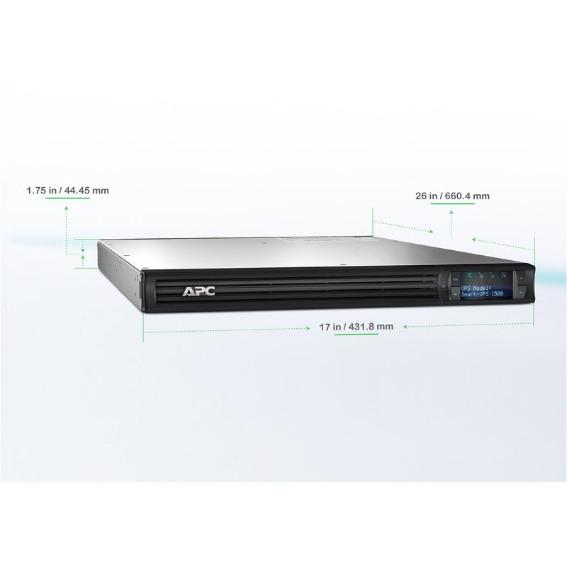 Dimensional diagram of APC Smart-UPS 1500VA showing measurements